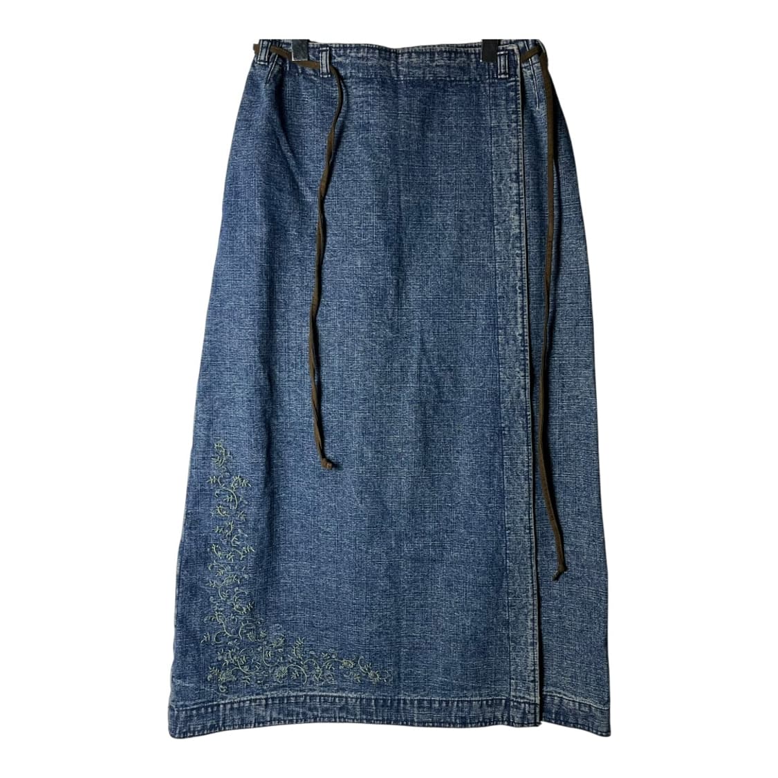 [Sunny Clouds] 오리엔탈 자수 데님 랩스커트 상품이미지1