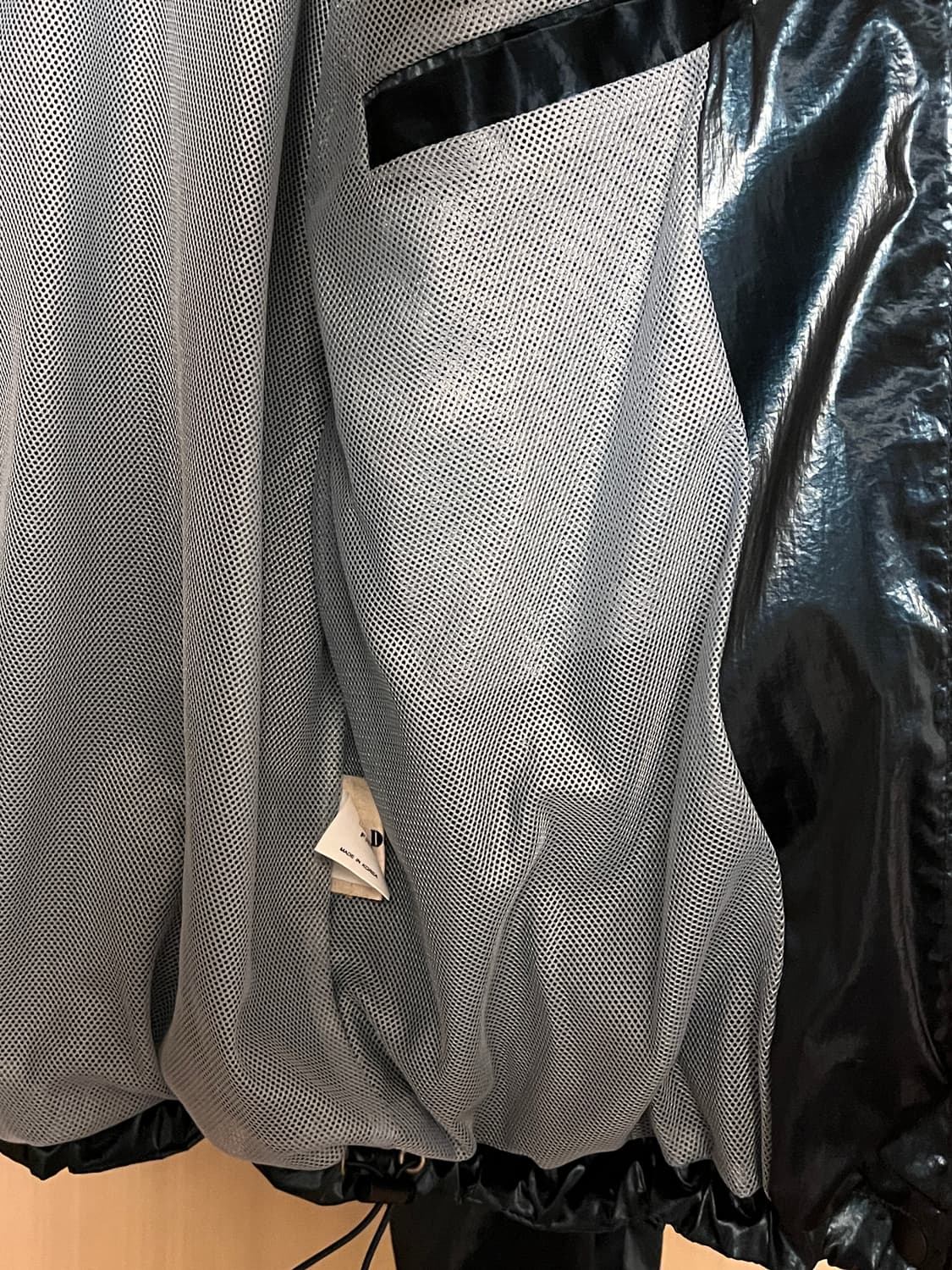 유광 나일론 바람막이 후드 점퍼 폴리 투웨이 블루 상품이미지4