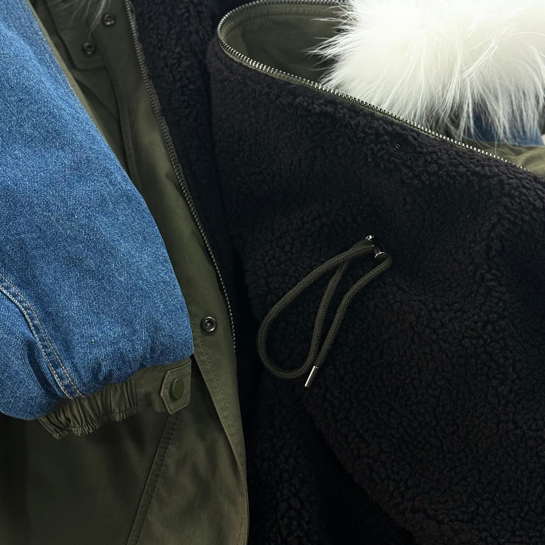 SJYP 데님 블록 푸드 퍼 점퍼 상품이미지4