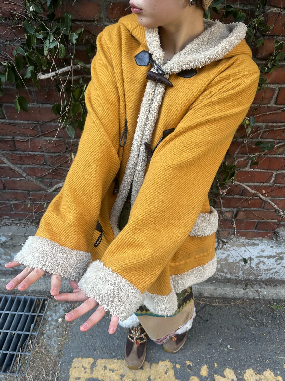 일본무드 더플 후드 코트 상품이미지4