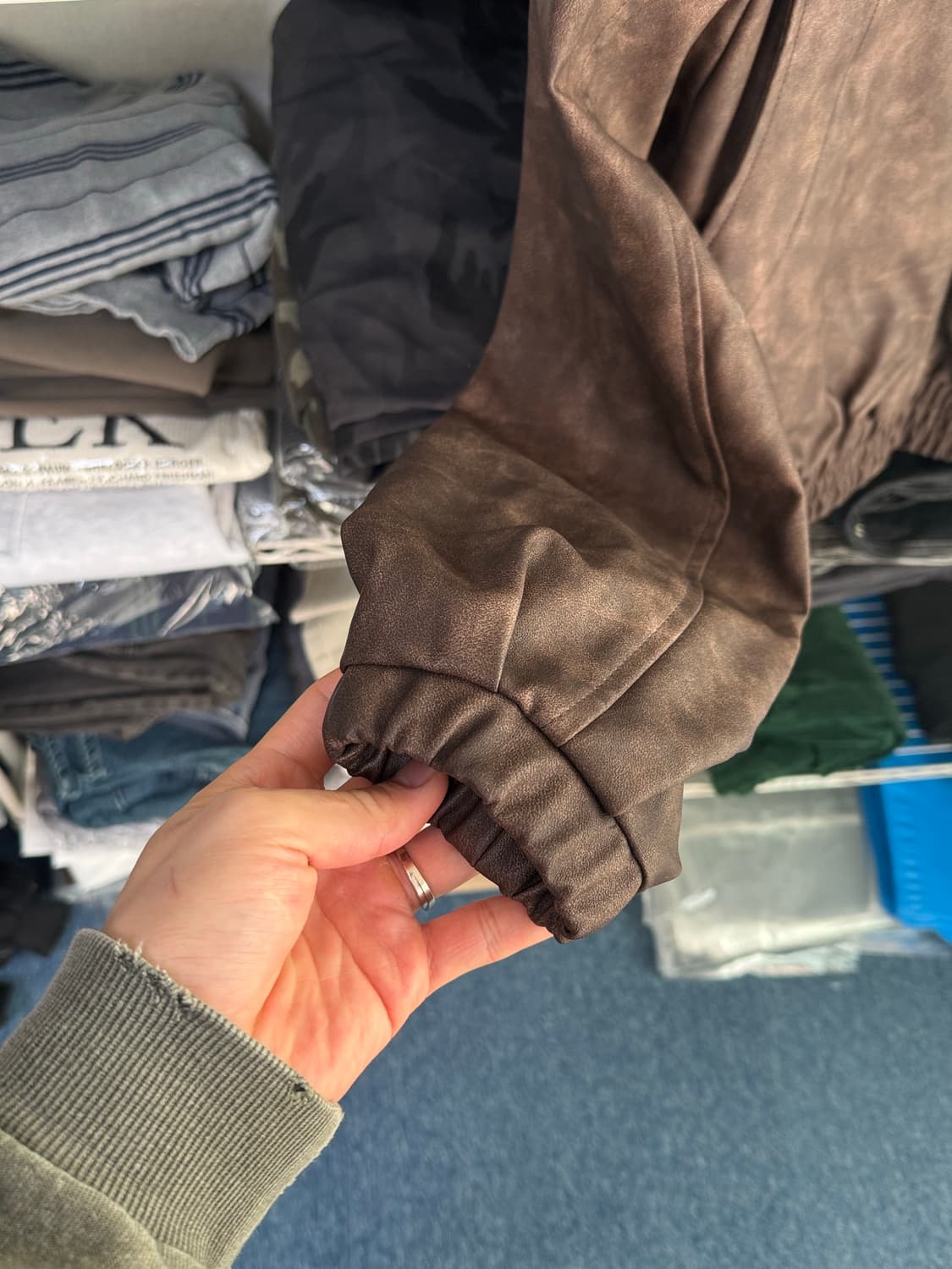 브라운 빈티지워싱레더자켓 상품이미지5