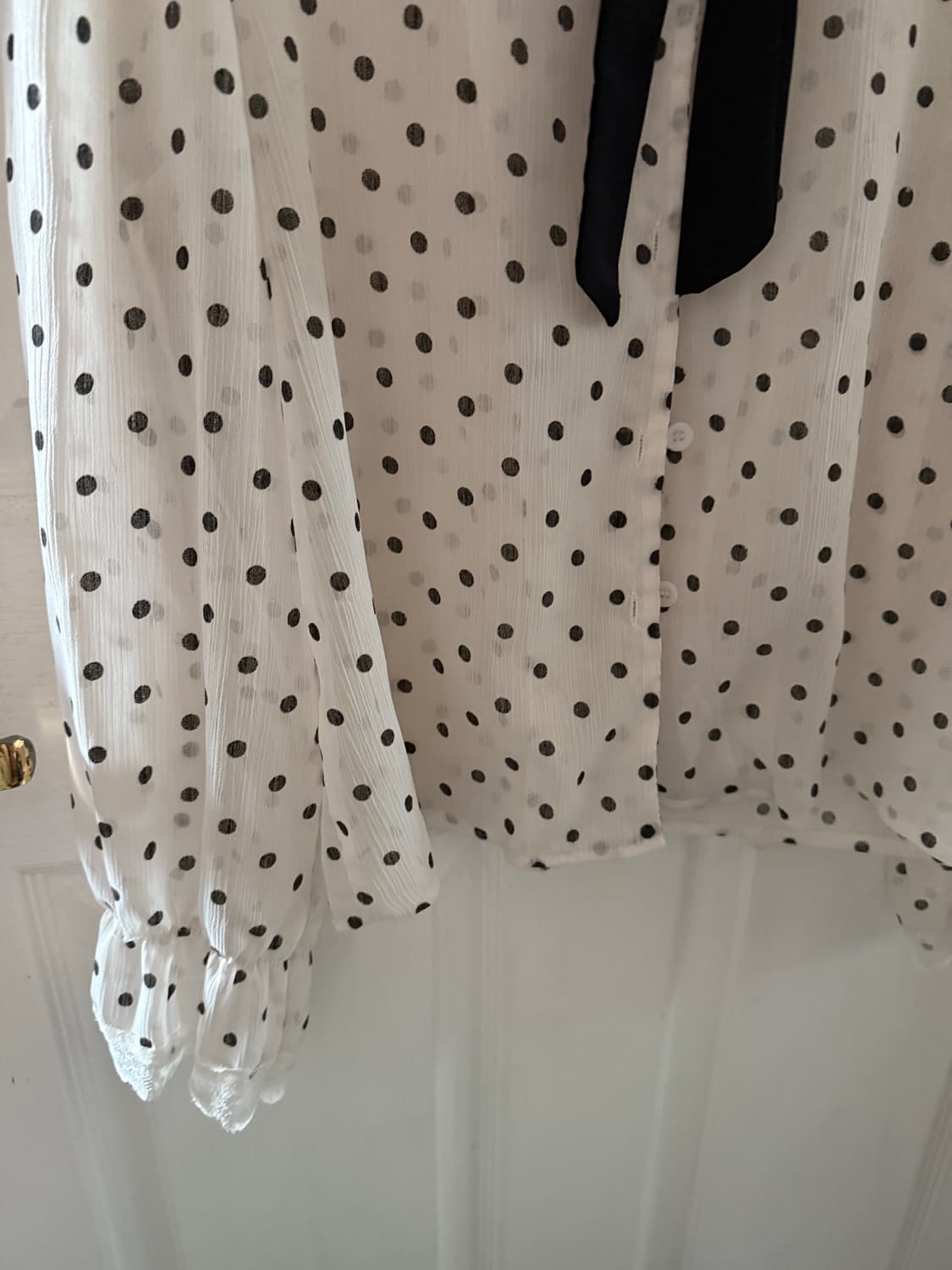 Sellys 도트 리본 레이스 블라우스 상품이미지5