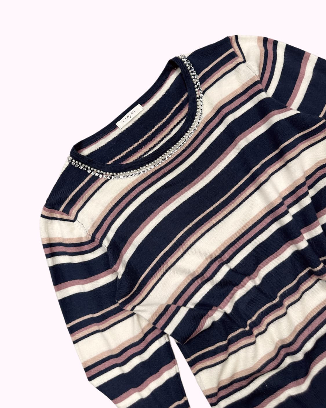 GLACIER stripe bids neck knit t 상품이미지3