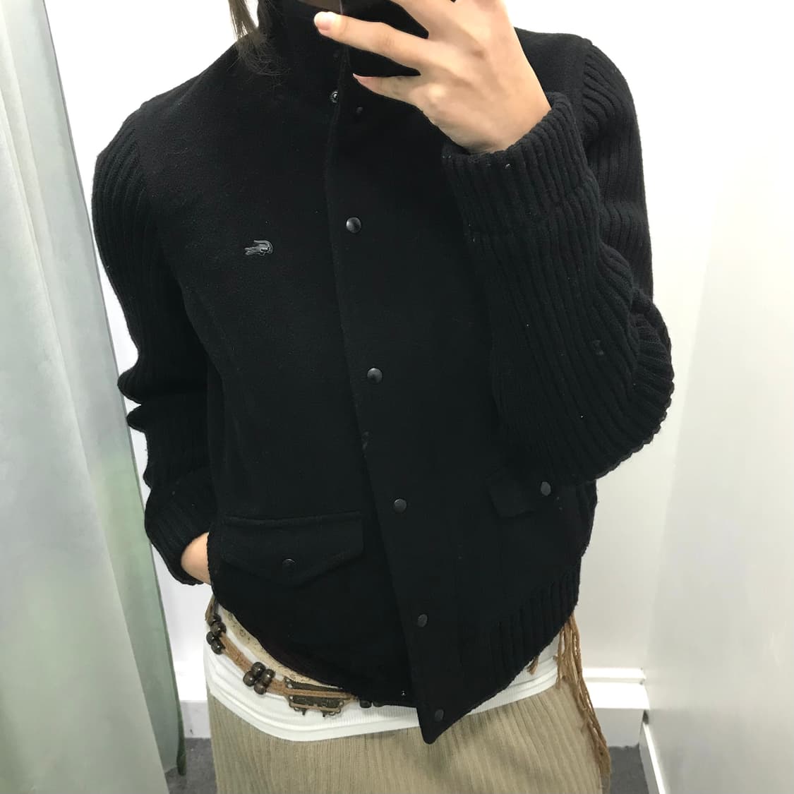 라코스테 블랙 니트 모자켓 상품이미지2