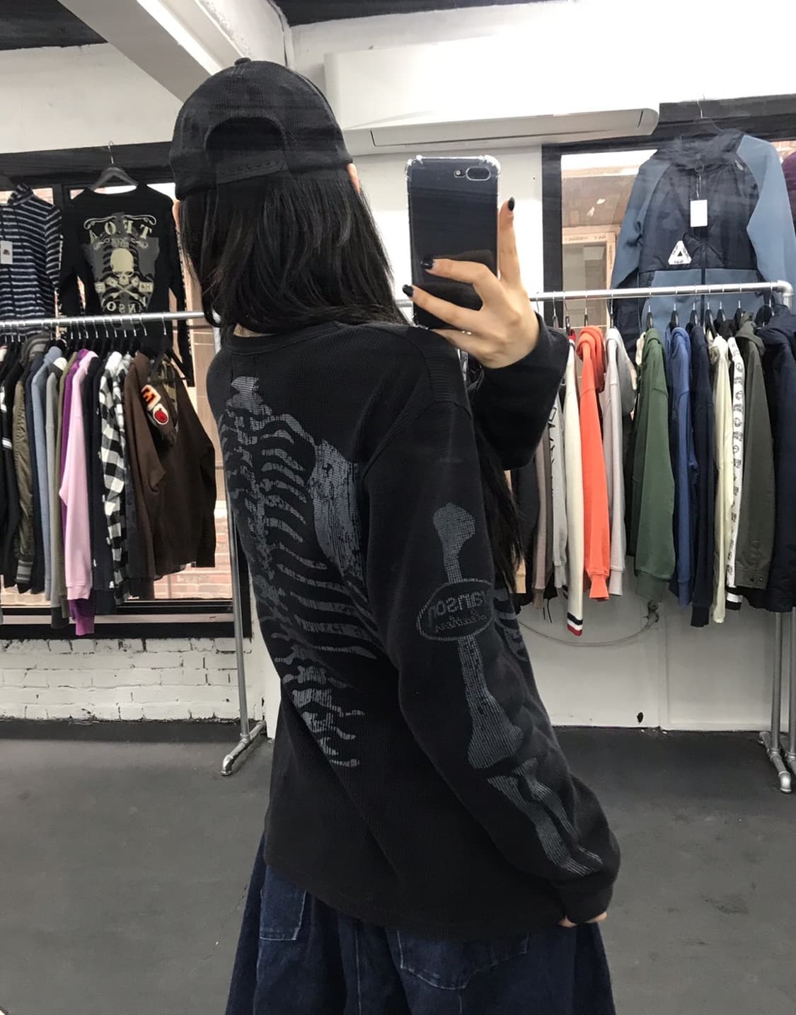 밴슨 레더 본 프린팅 와플 롱슬리브 상품이미지4