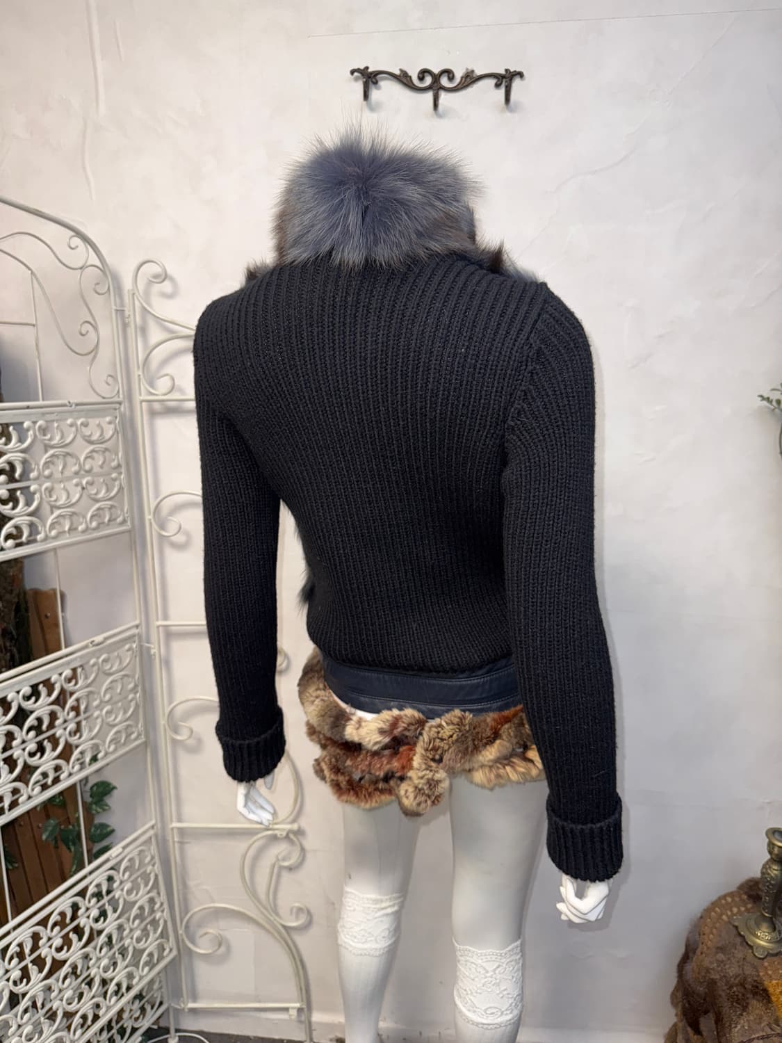 Navy brown fox fur knit zipup 상품이미지6