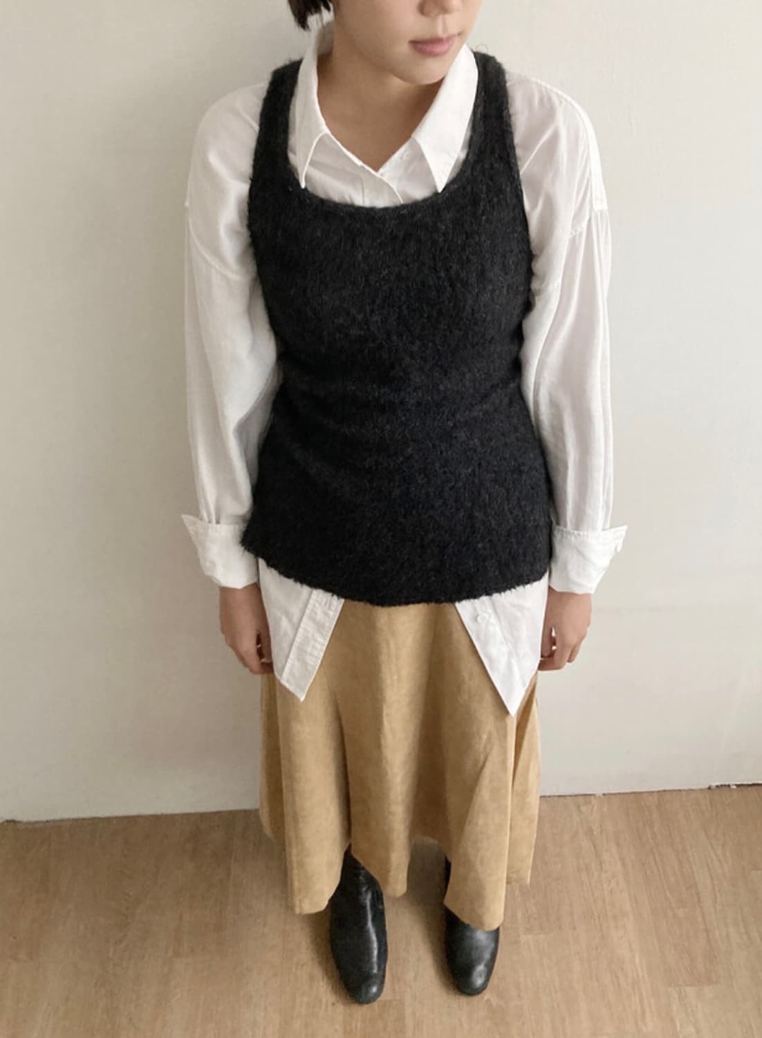 vintage beige suede long skirt 상품이미지3