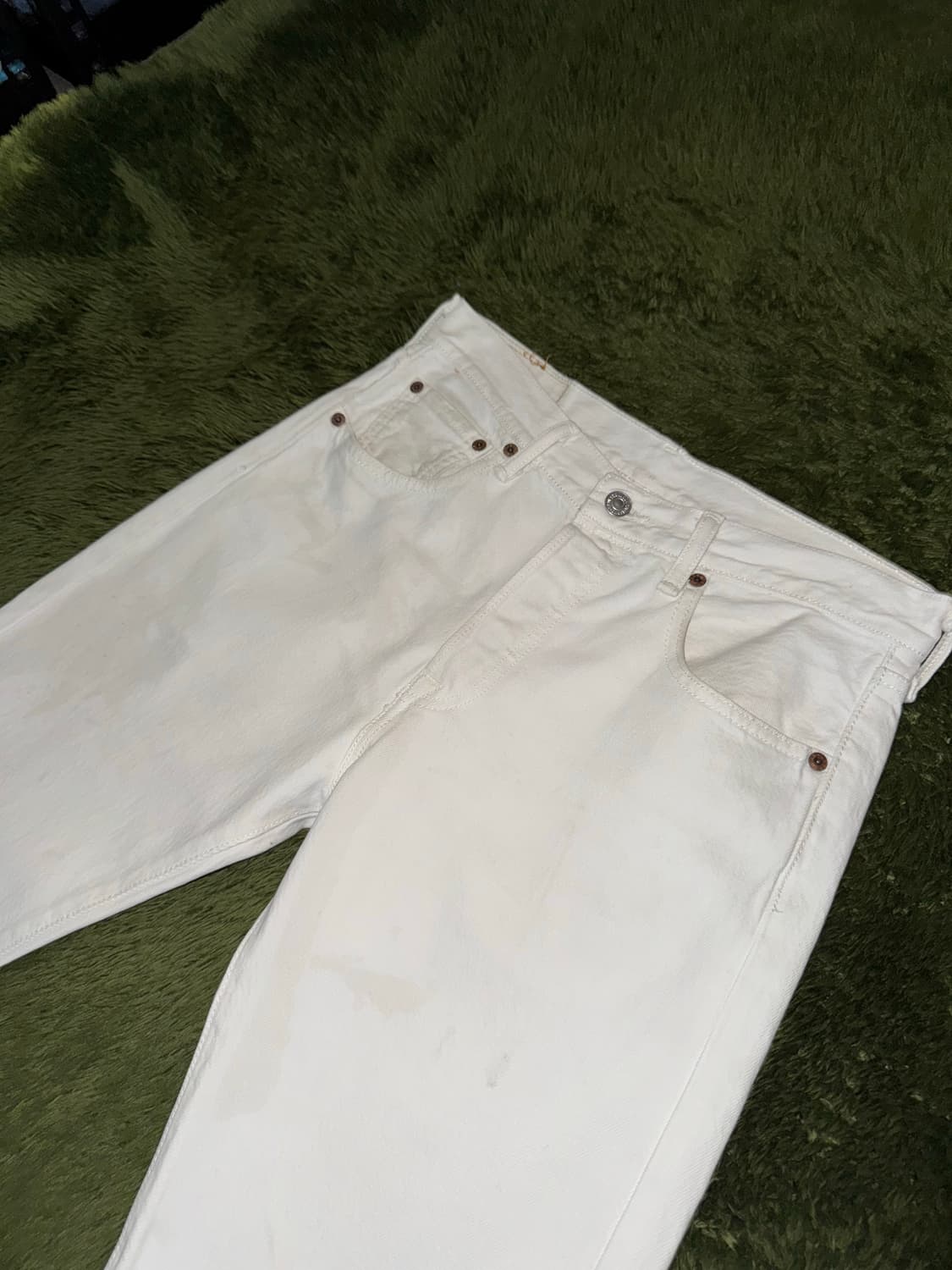 [W29/L32] 리바이스 501 블랭크 탭 워싱 데님 팬츠 화이트 상품이미지2