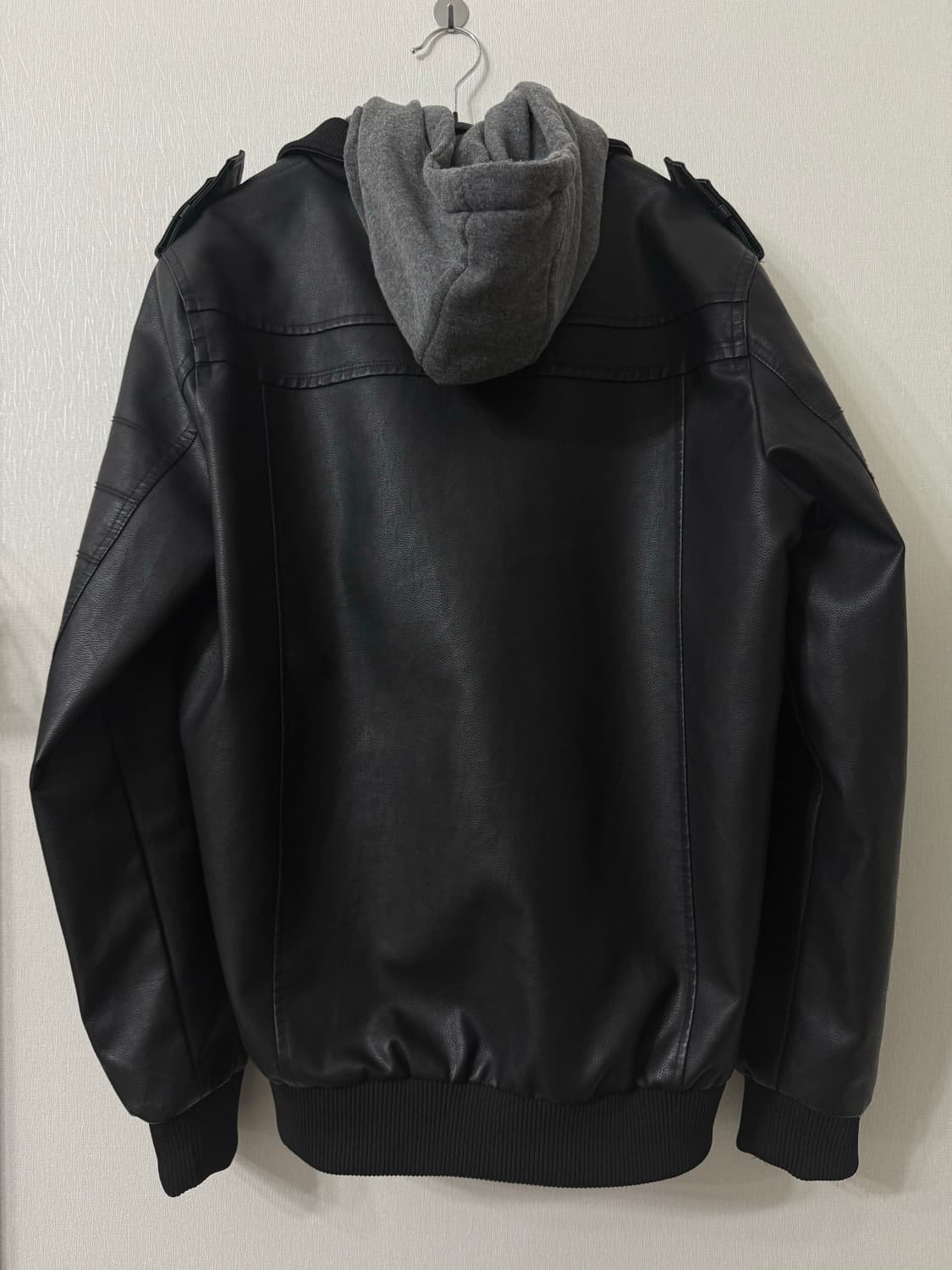 빈티지 후드 레이어드 레더 자켓 상품이미지2