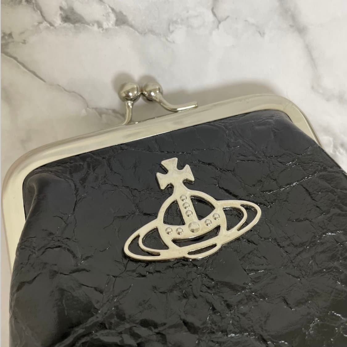 비비안 웨스트우드 아카이브 블랙 레더 복주머니 동전지갑 체인 크로스백 상품이미지4