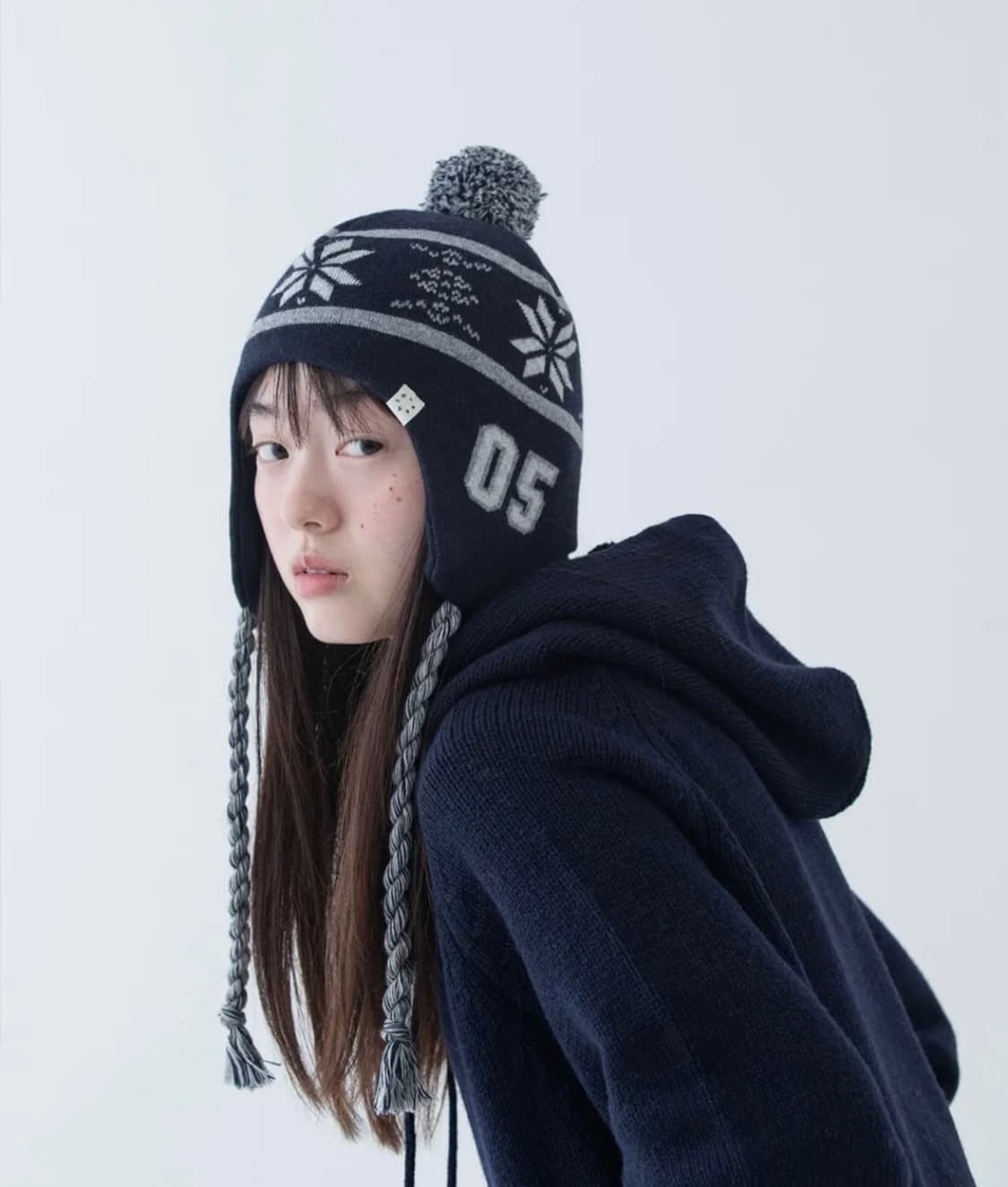 오헤시오 벨 이어플랩 비니 네이비 상품이미지1