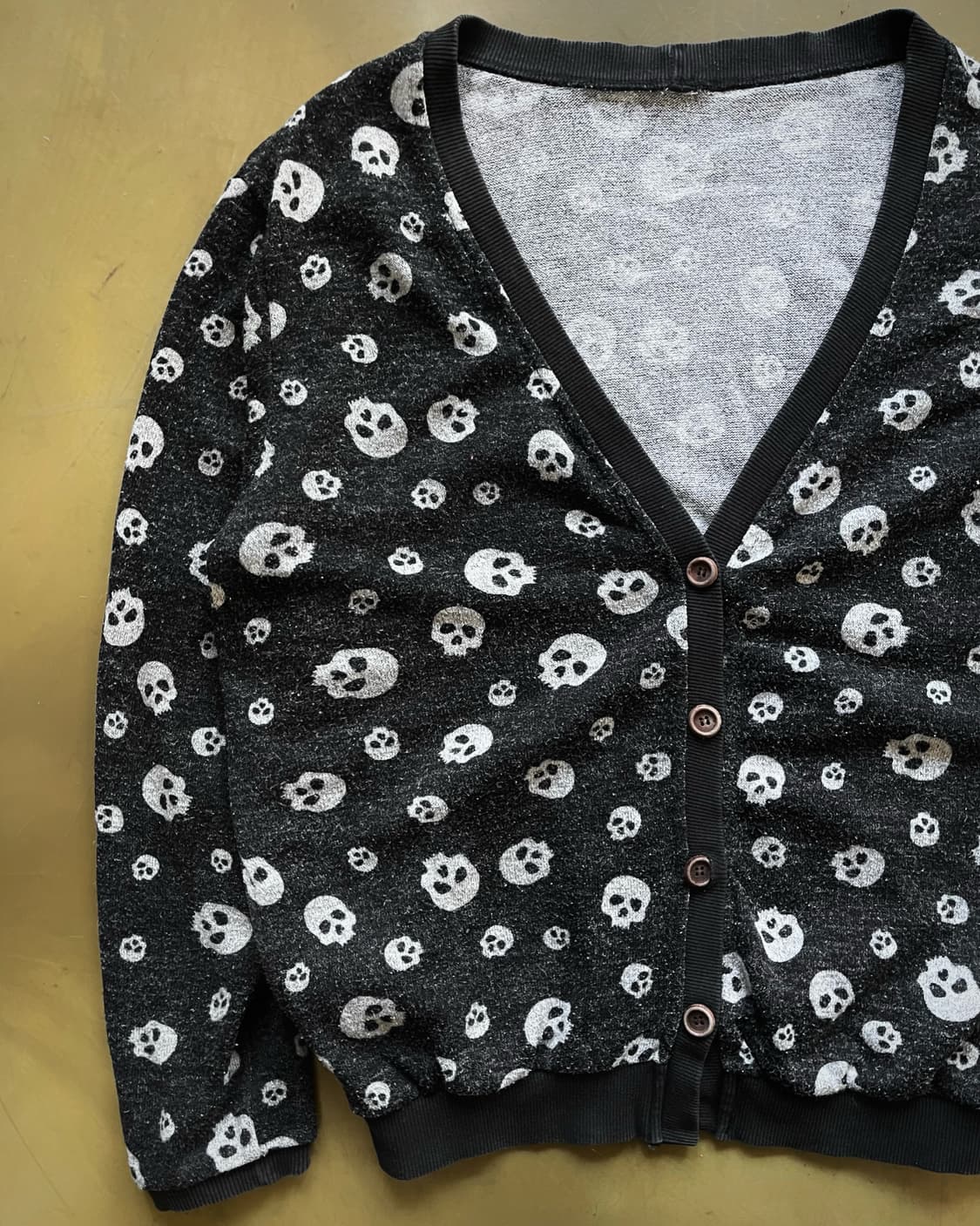 Jpn Vintage Skull Pattern Knit Cardigan 상품이미지4