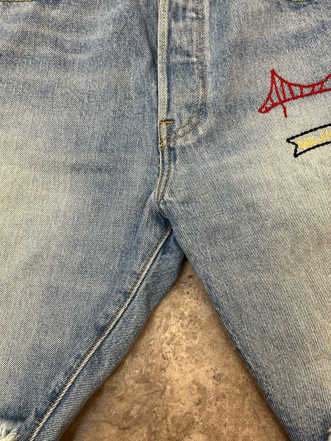 리바이스 501 CT 자수 하프 데님 팬츠 W30 #csz1834 상품이미지6