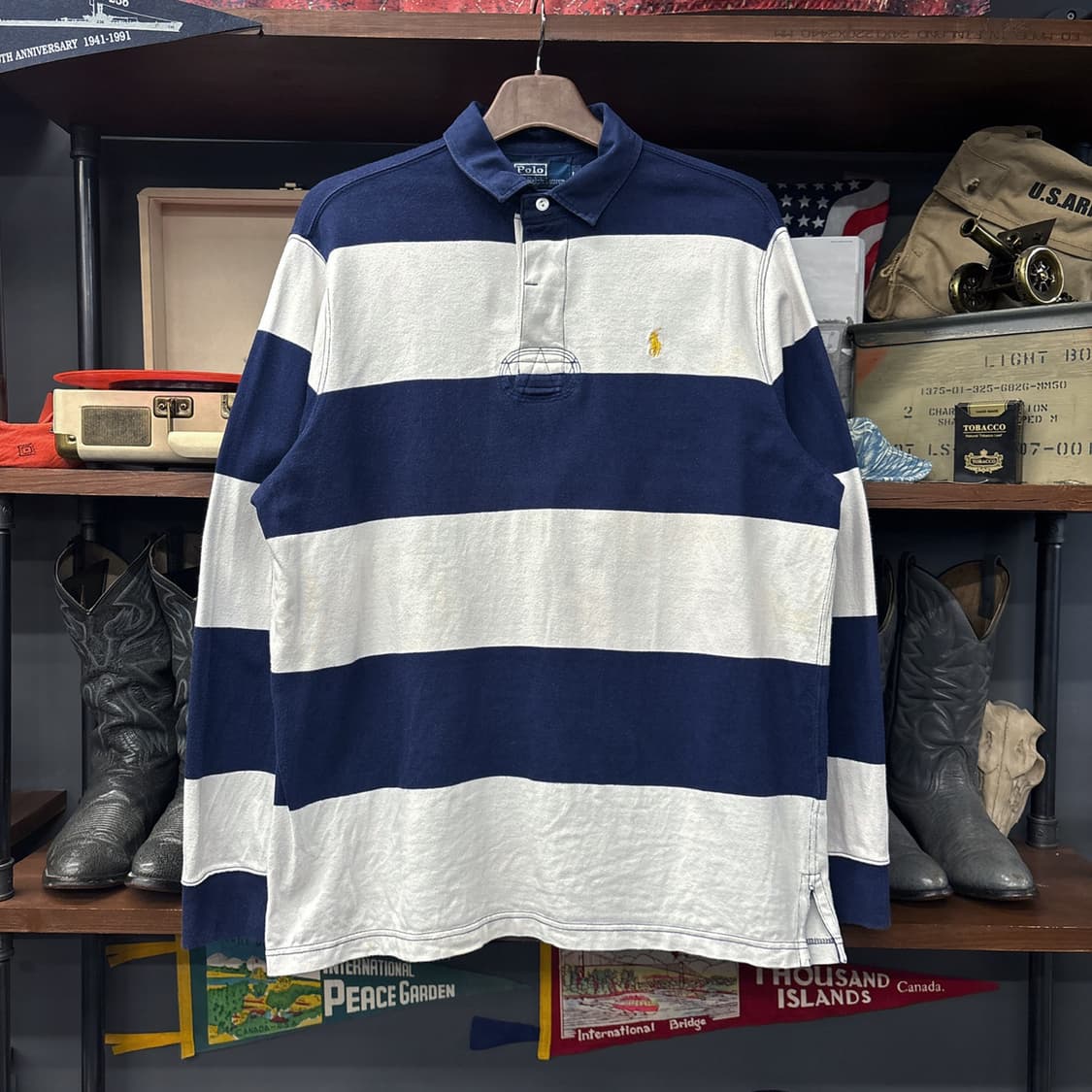 90s 폴로 랄프로렌 클래식 스트라이프 럭비셔츠 골든포니 N1004 상품이미지1