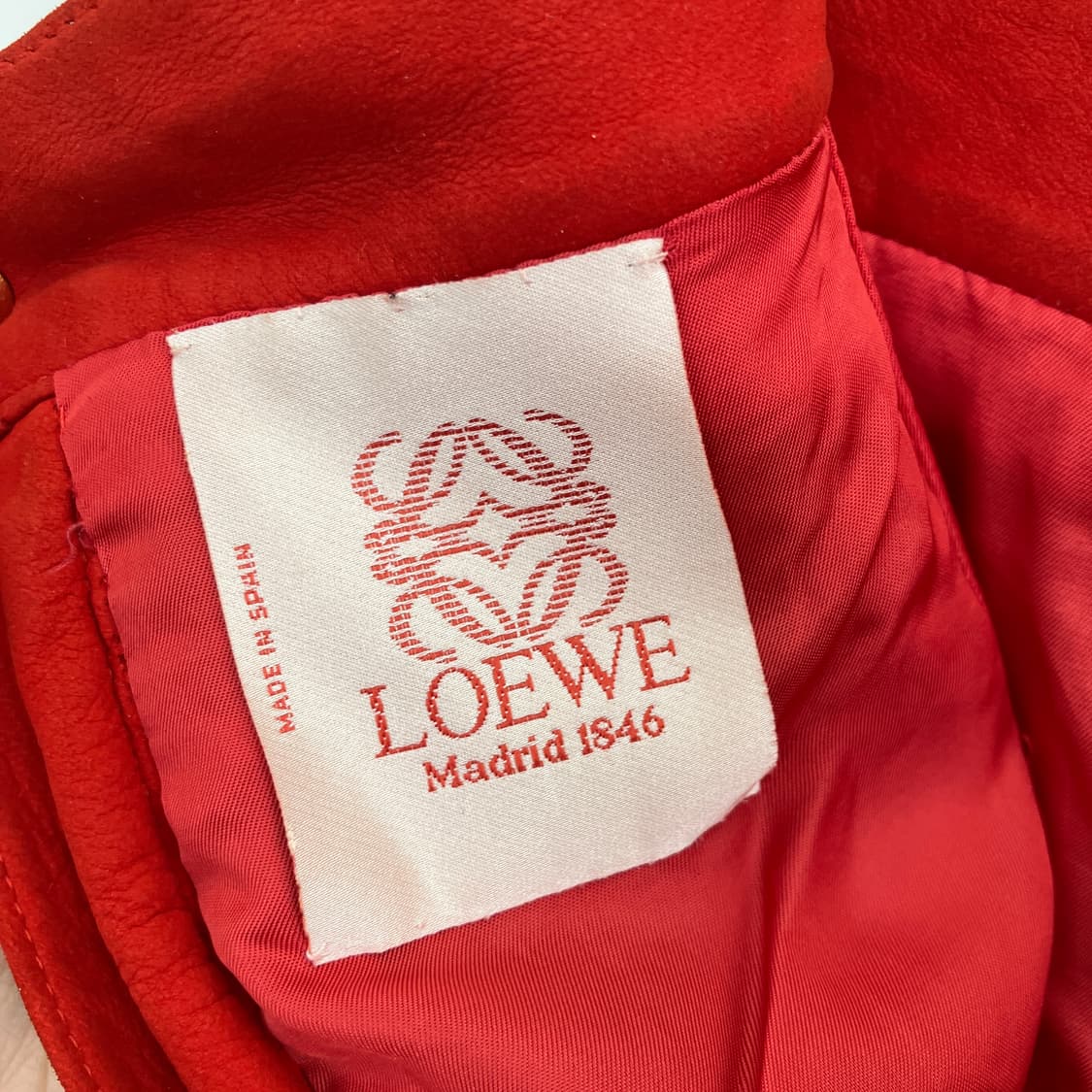 올드 로에베 레드 누벅 스웨이드 레더 미디 스커트 상품이미지5