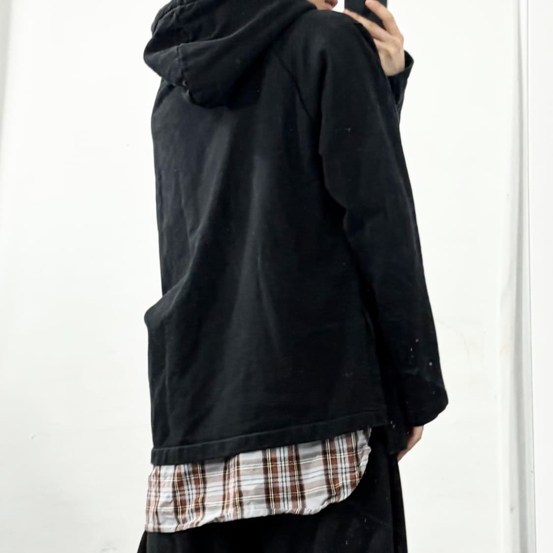 솔리드옴므 체크 레이어드 후드 상품이미지3