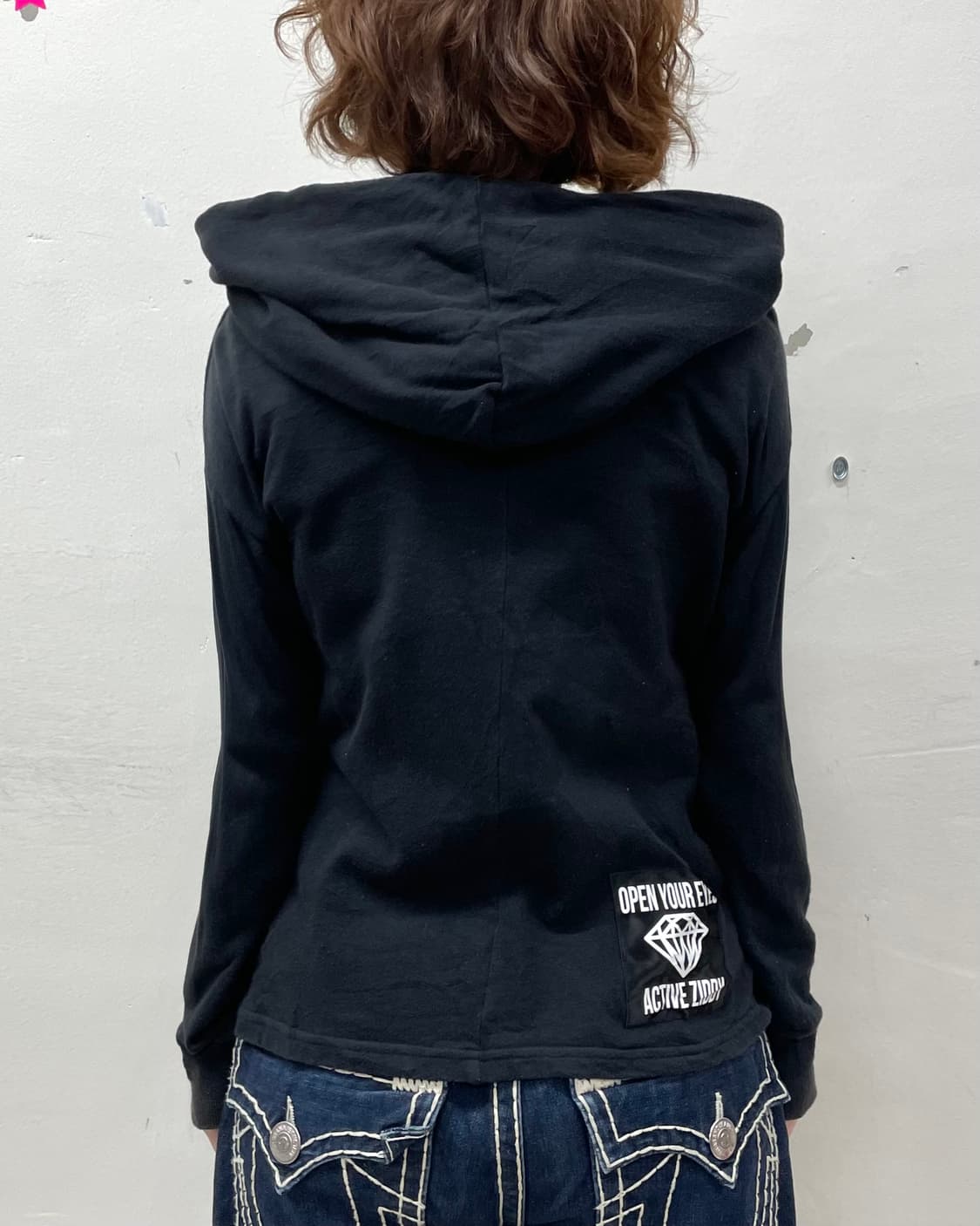 ziddy girl asymmetric black hoodie 상품이미지3