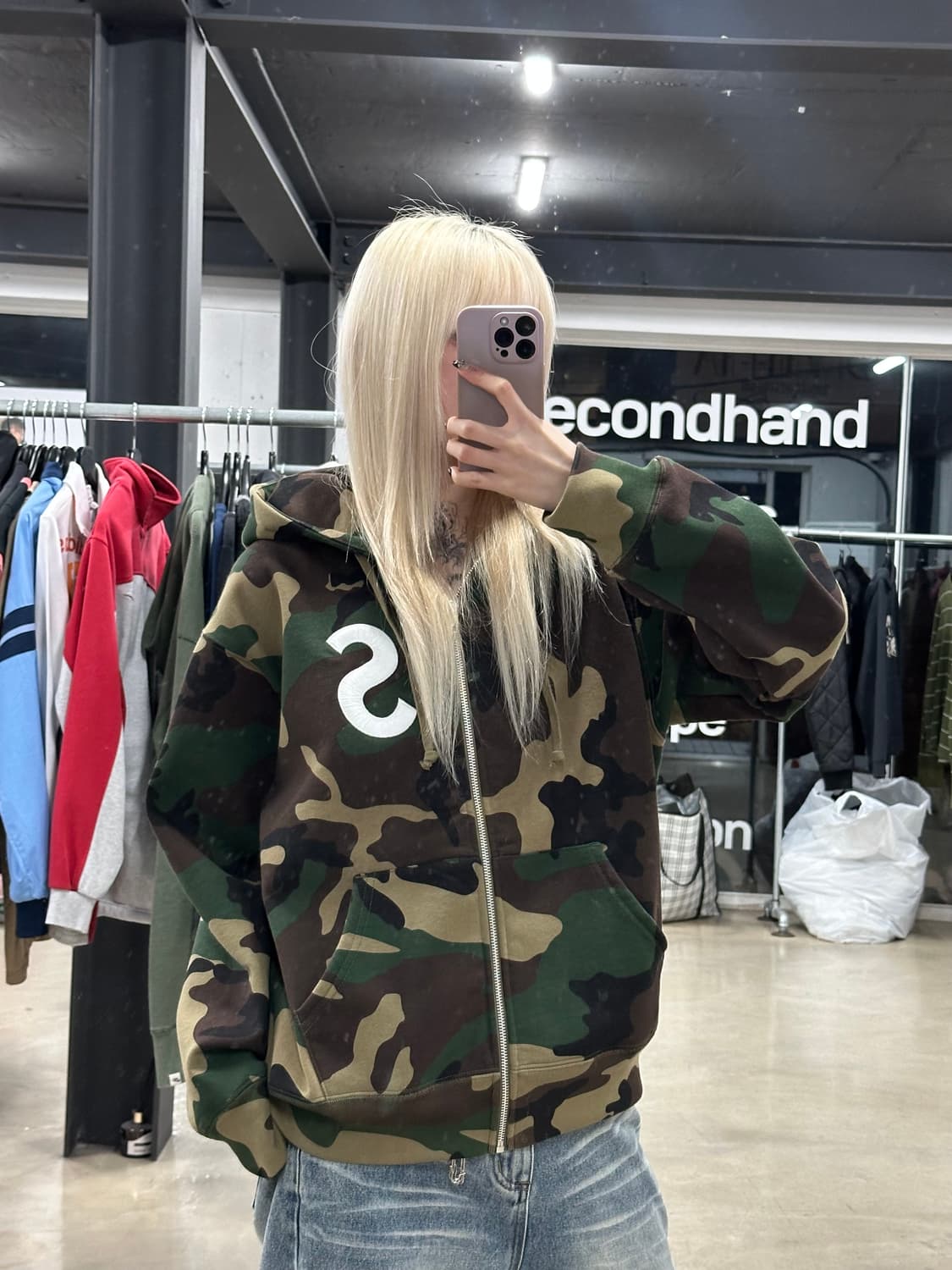 25 FW 슈프림 S 로고 집업 후드 스웨트셔츠 카모 상품이미지4