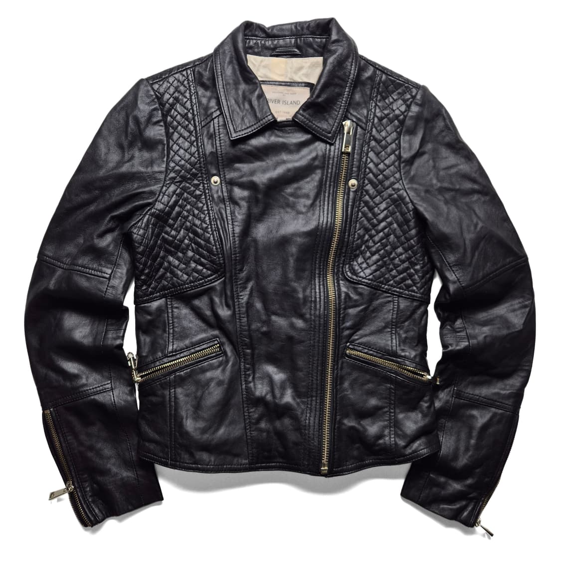 [XS] River Island 여성 리얼레더 라이더 자켓  상품이미지1