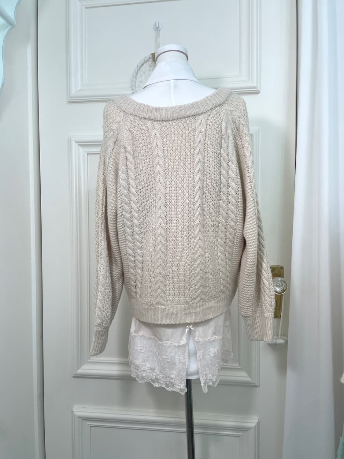 pink ivory twist loose cardigan(size-38) 상품이미지3