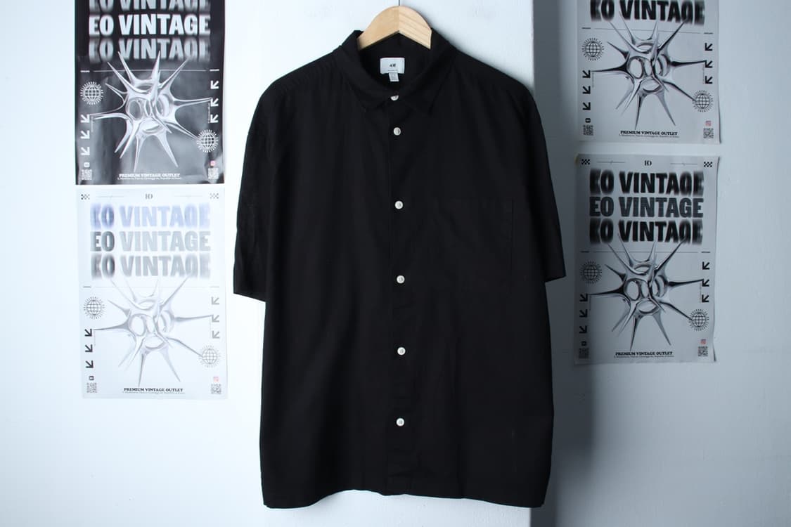 (2XL) 에이치앤엠 반팔 카라 티셔츠 셔츠 남방 블랙 무지-H31685 상품이미지2