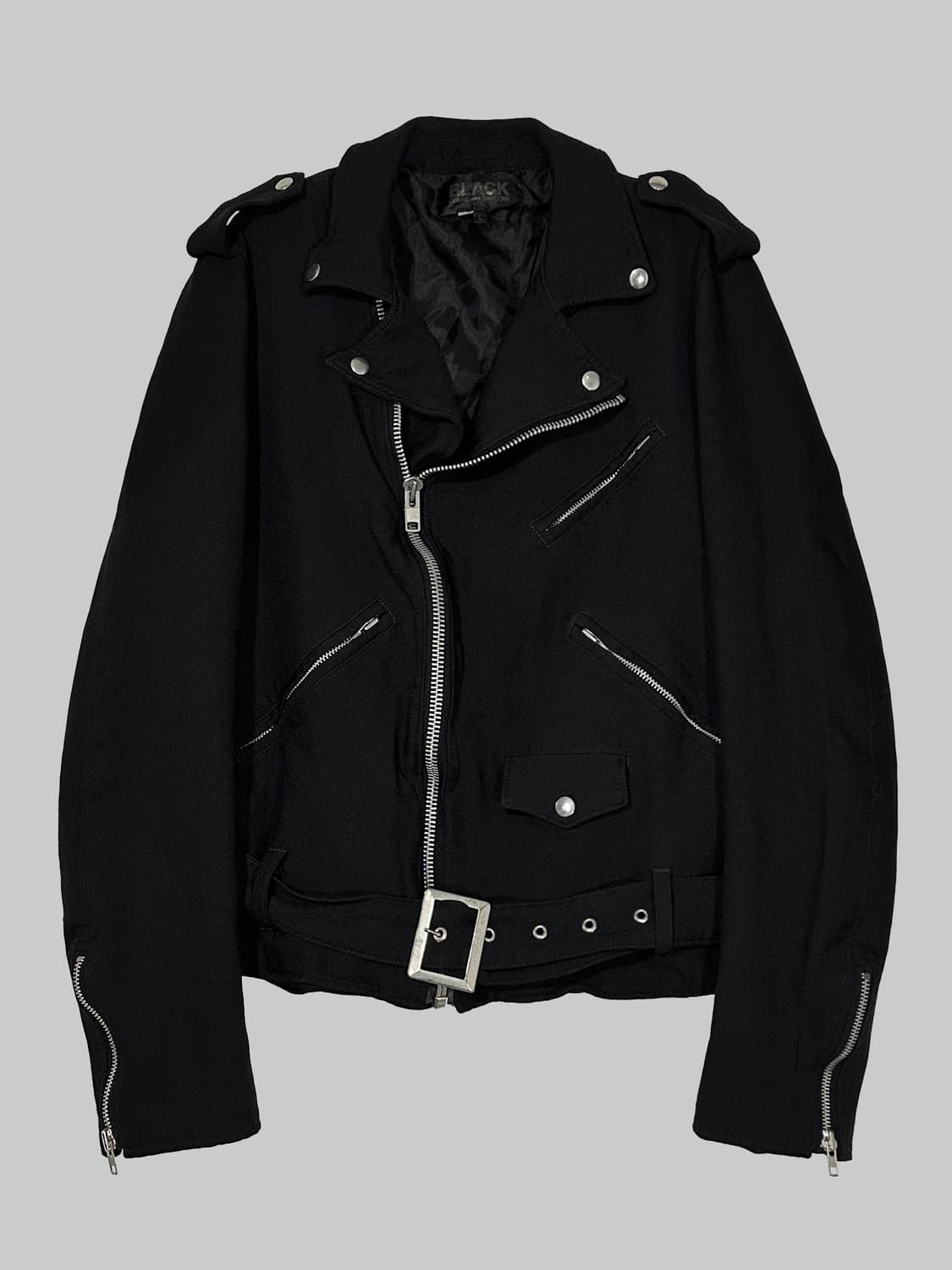 꼼데가르송 블랙 축융 폴리 라이더 자켓 상품이미지2