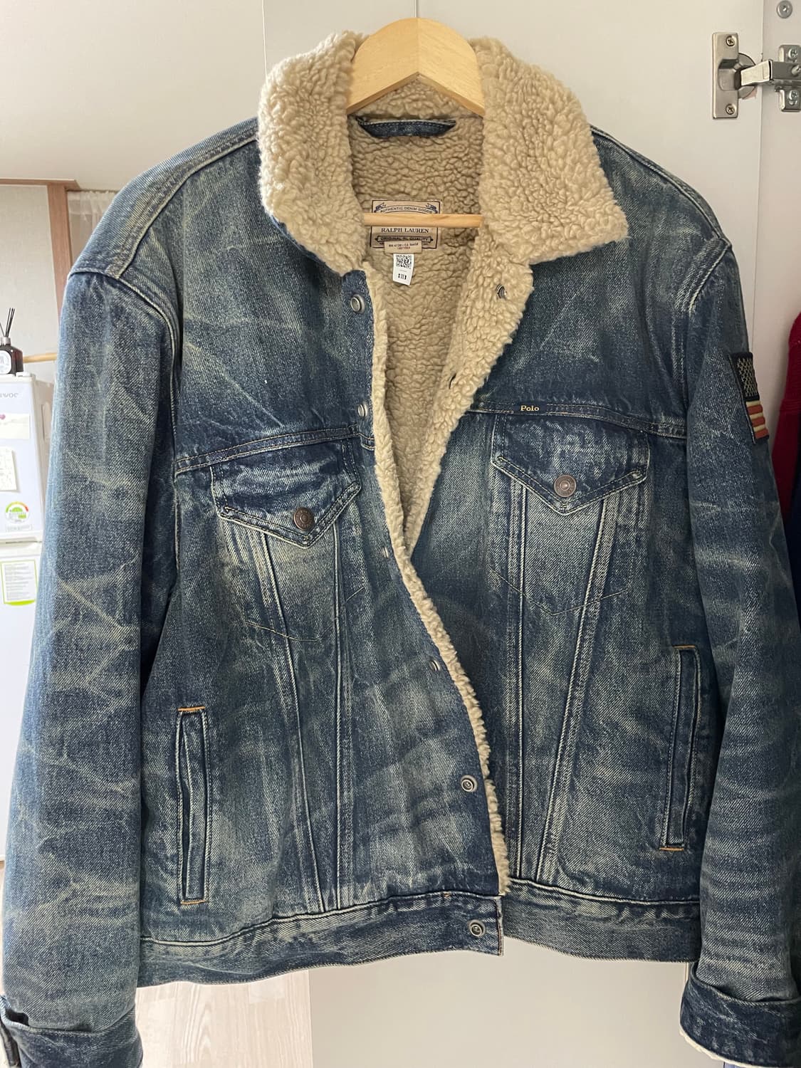 폴로 랄프로렌 데님 양털 쉐르파 자켓L(QR정품) 상품이미지3
