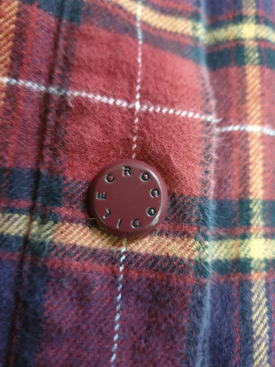 크로커다일 레이디 클래식 체크 셔츠형 자켓 버건디 (L) 상품이미지3