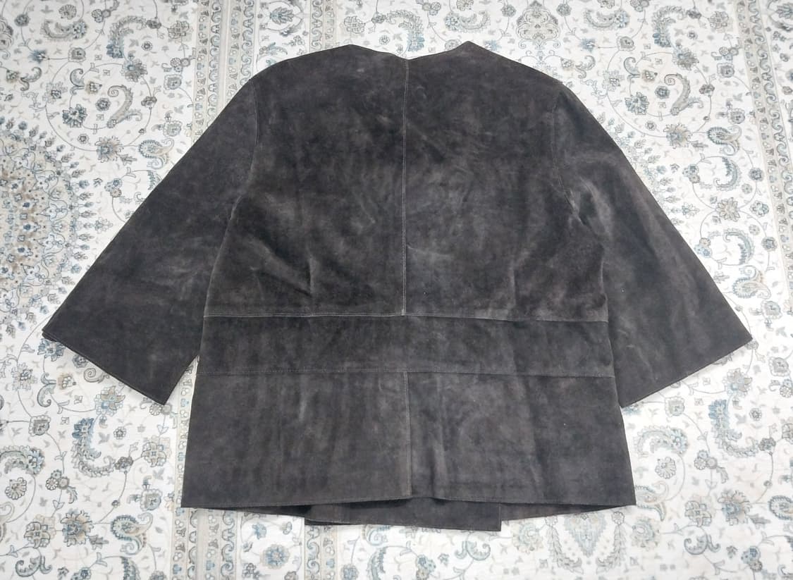 jpn 브라운 스웨이드 송아지 가죽 크롭 벨트 자켓 L 상품이미지2