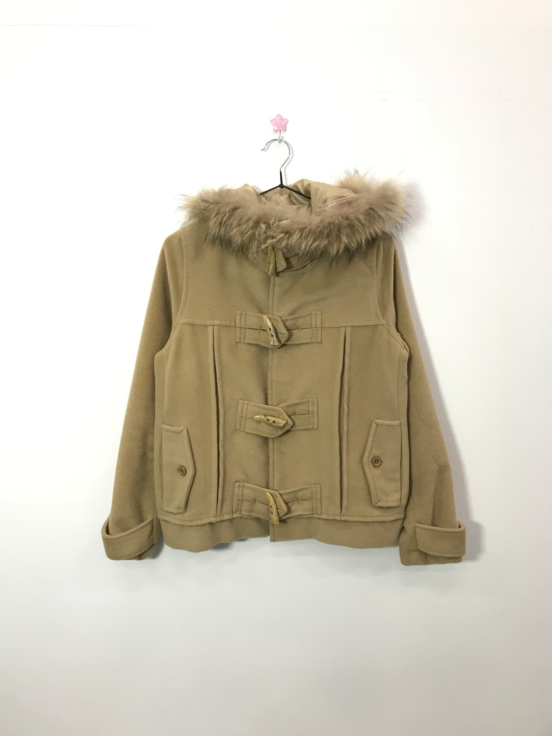 Jpn Beige Fur-Trimmed Hooded Duffle Coat 상품이미지4