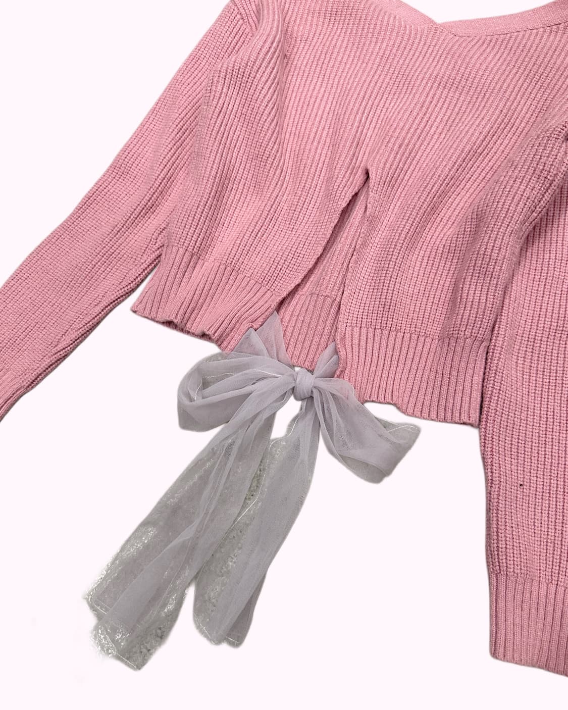 purple pink ribbon crop knit 상품이미지5