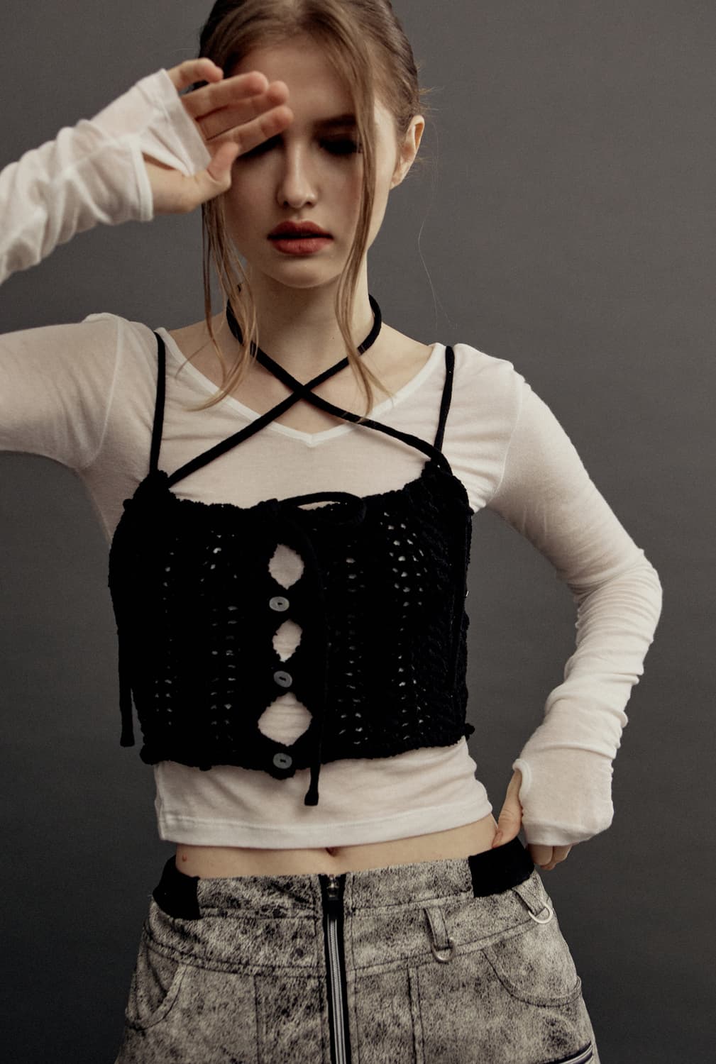 Threetimes Elfen knit top 상품이미지1