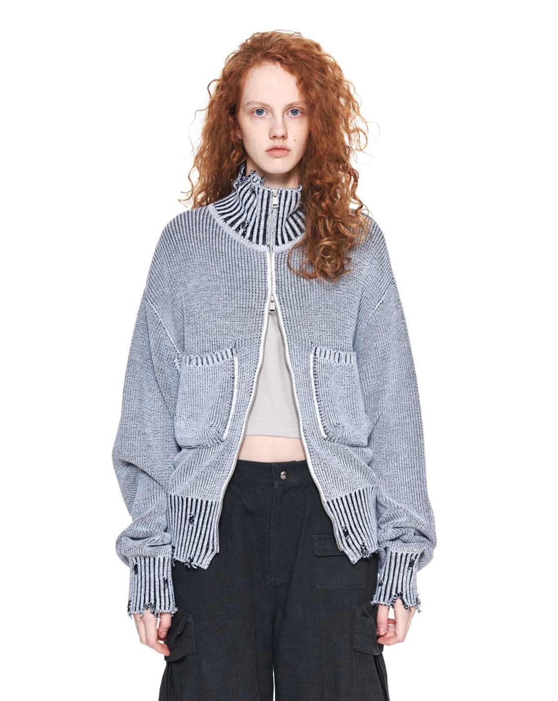 마뗑킴 컬러 립드 하이넥 집업 상품이미지4