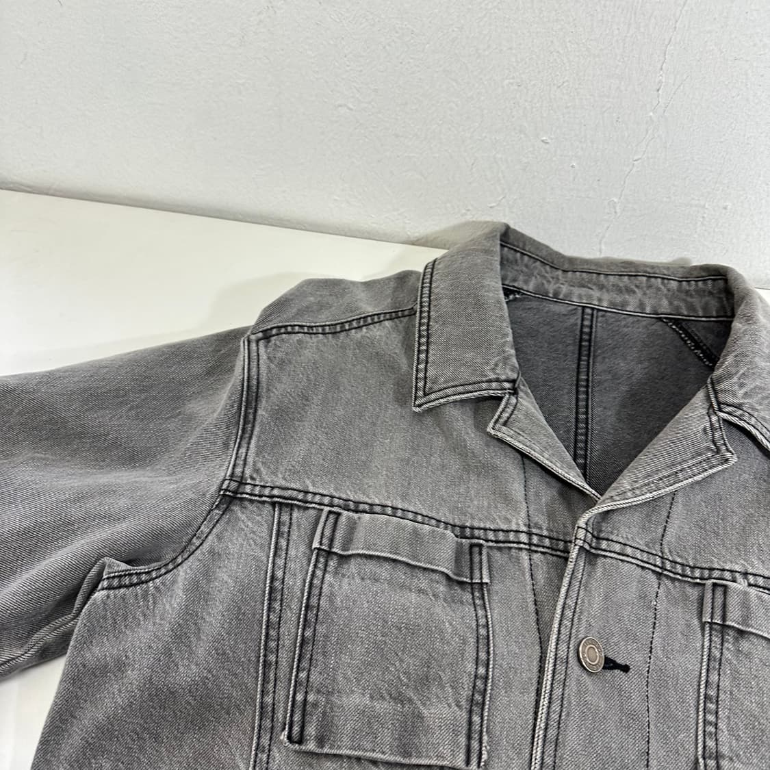 L 일꼬르소 빈티지그레이 투포켓 데님자켓 청자켓 상품이미지3