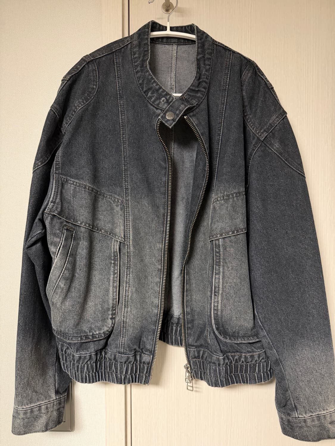 크롭 오버핏 다크 그레이 데님 자켓 상품이미지2