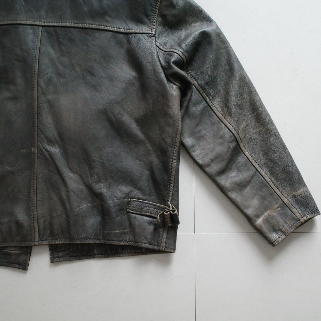 90s 프랑스 생산 빈티지 SO LONG 워크 스포츠 레더 자켓 상품이미지9