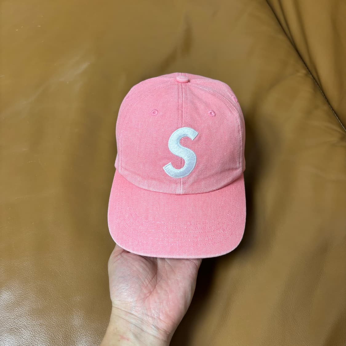 Supreme 슈프림 피그먼트 워시드 핑크 S로고 6패널 볼캡 모자 상품이미지2