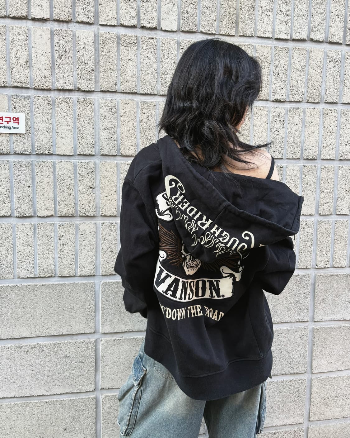 밴슨 스컬 풀 자수패치 후드집업 상품이미지1