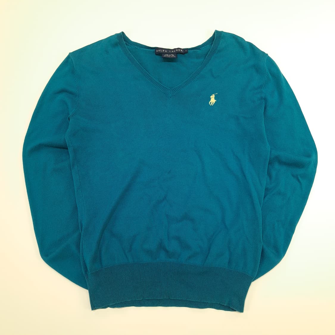 CN746W S 폴로 랄프로렌 블루그린 V넥 긴팔 니트 스웨터 상품이미지1