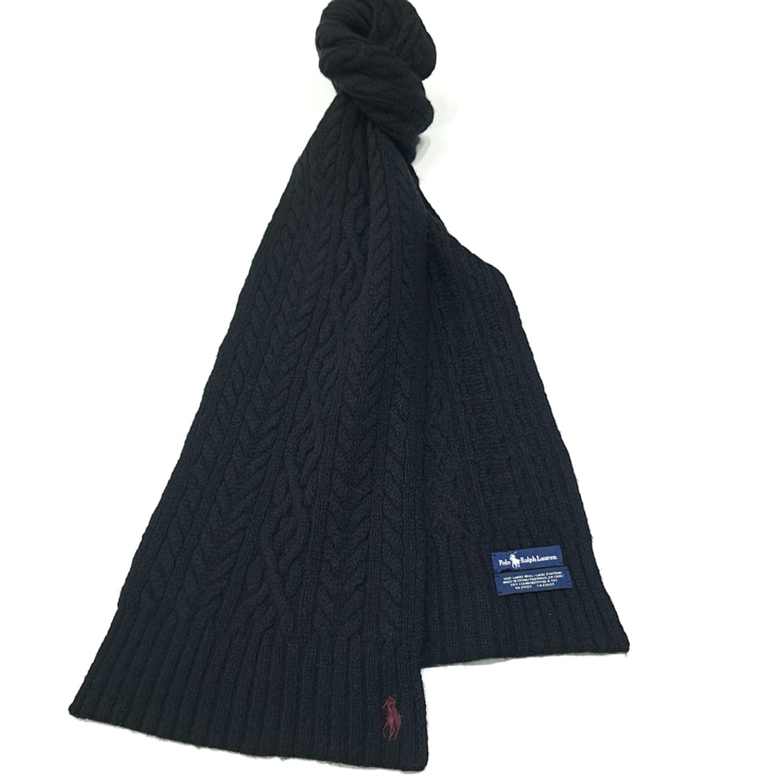 MX417 폴로 램스울 케이블니트 포니자수 블랙 머플러 목도리 상품이미지2