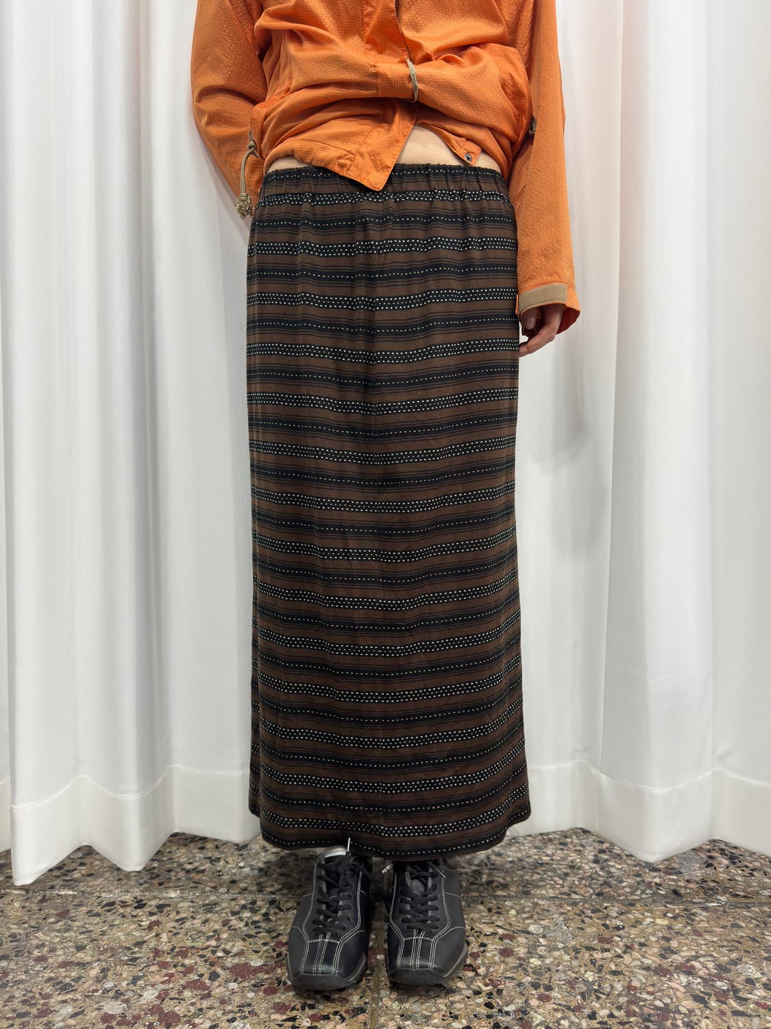 brown stripe skirt 상품이미지2