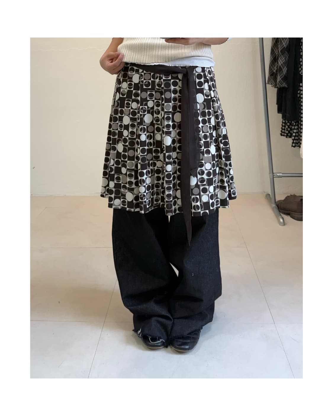 빈티지 도트 스커트 상품이미지1