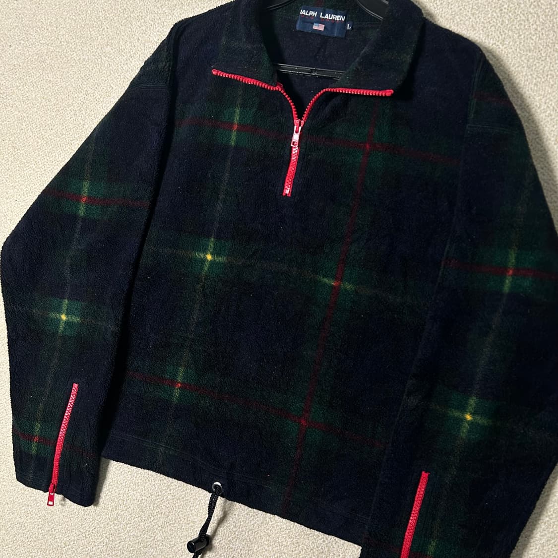 (M) 90s 폴로 랄프로렌 USA 체크 하프집업 플리스 상품이미지2