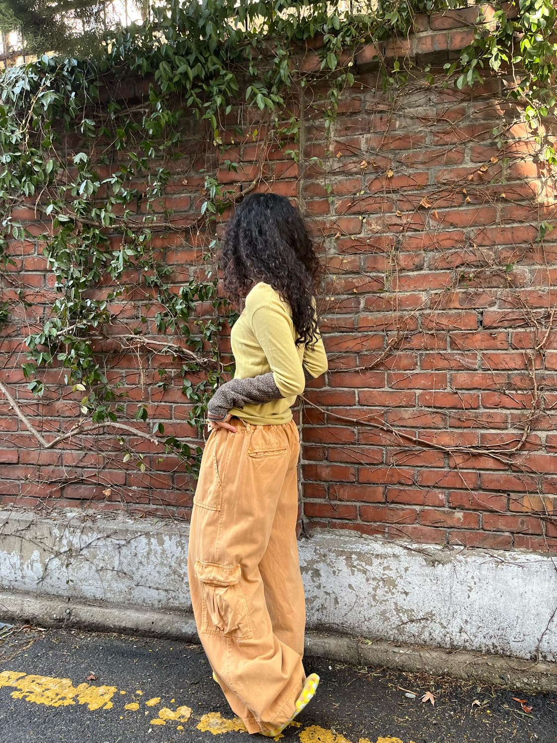 오렌지 브라운 와이드 카고 팬츠 상품이미지4