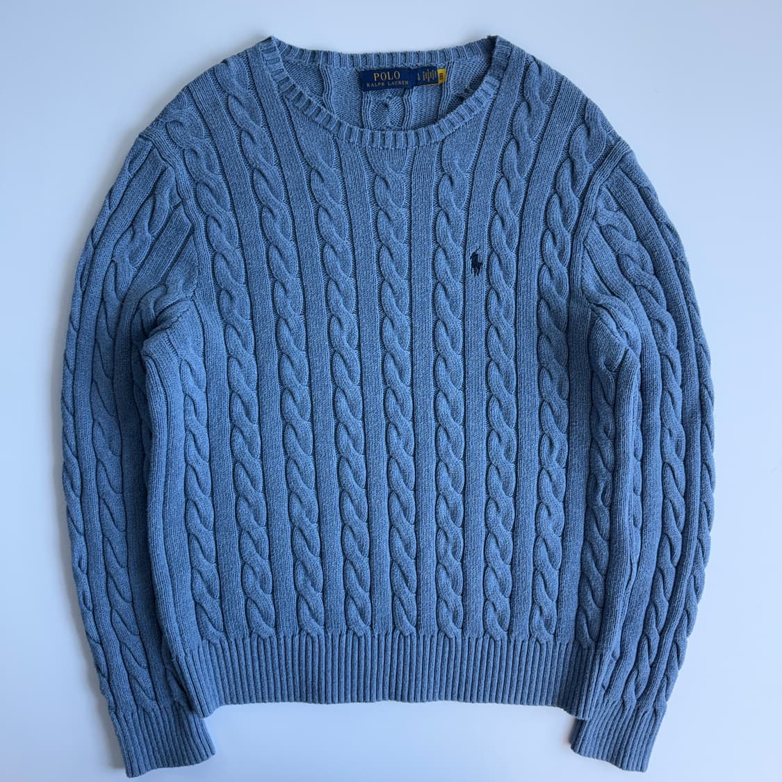 Polo  폴로 랄프로렌 자수 코튼 소라 꽈배기 니트  상품이미지1