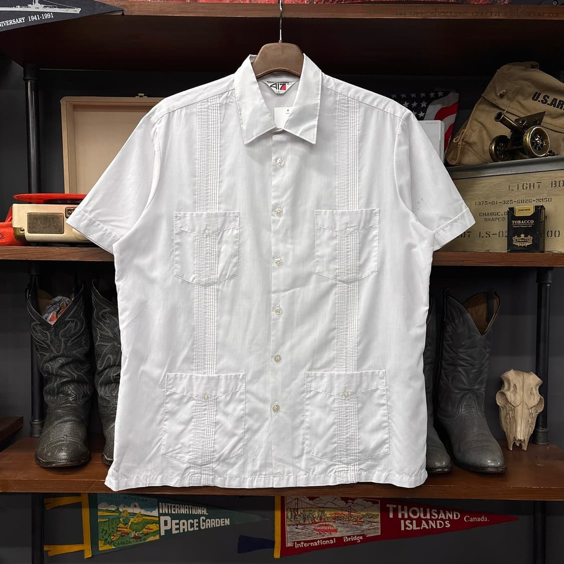 80~90s 반호이젠417 베이직 라이닝 구아야베라 쿠바셔츠 N1236 상품이미지1