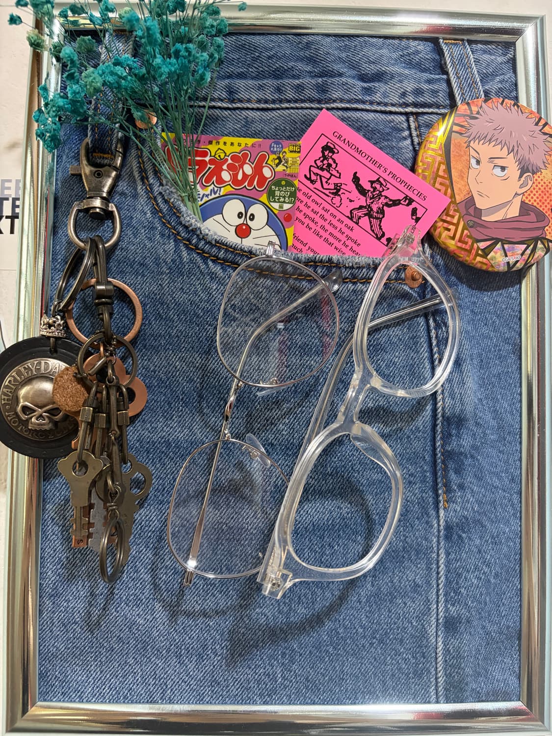 빈티지 핸드메이드 데님 액자 상품이미지2