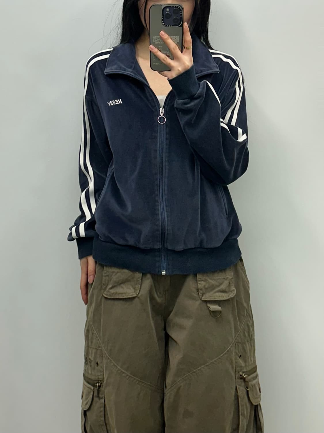 널디 네이비 벨루어 벨벳 져지 상품이미지1