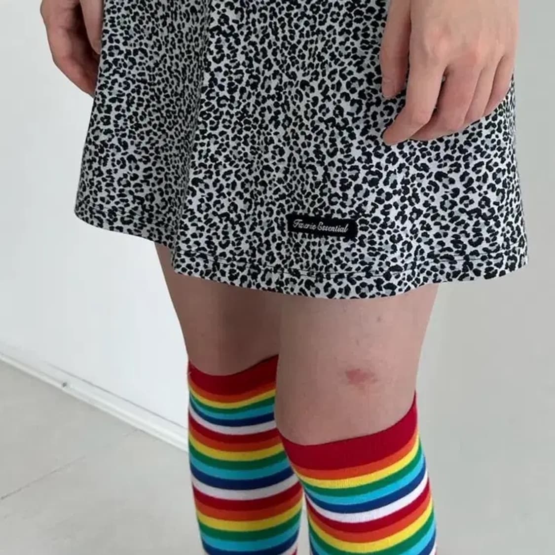 샵페어리 레오파드 슬릿 미니 스커트 블루 상품이미지1