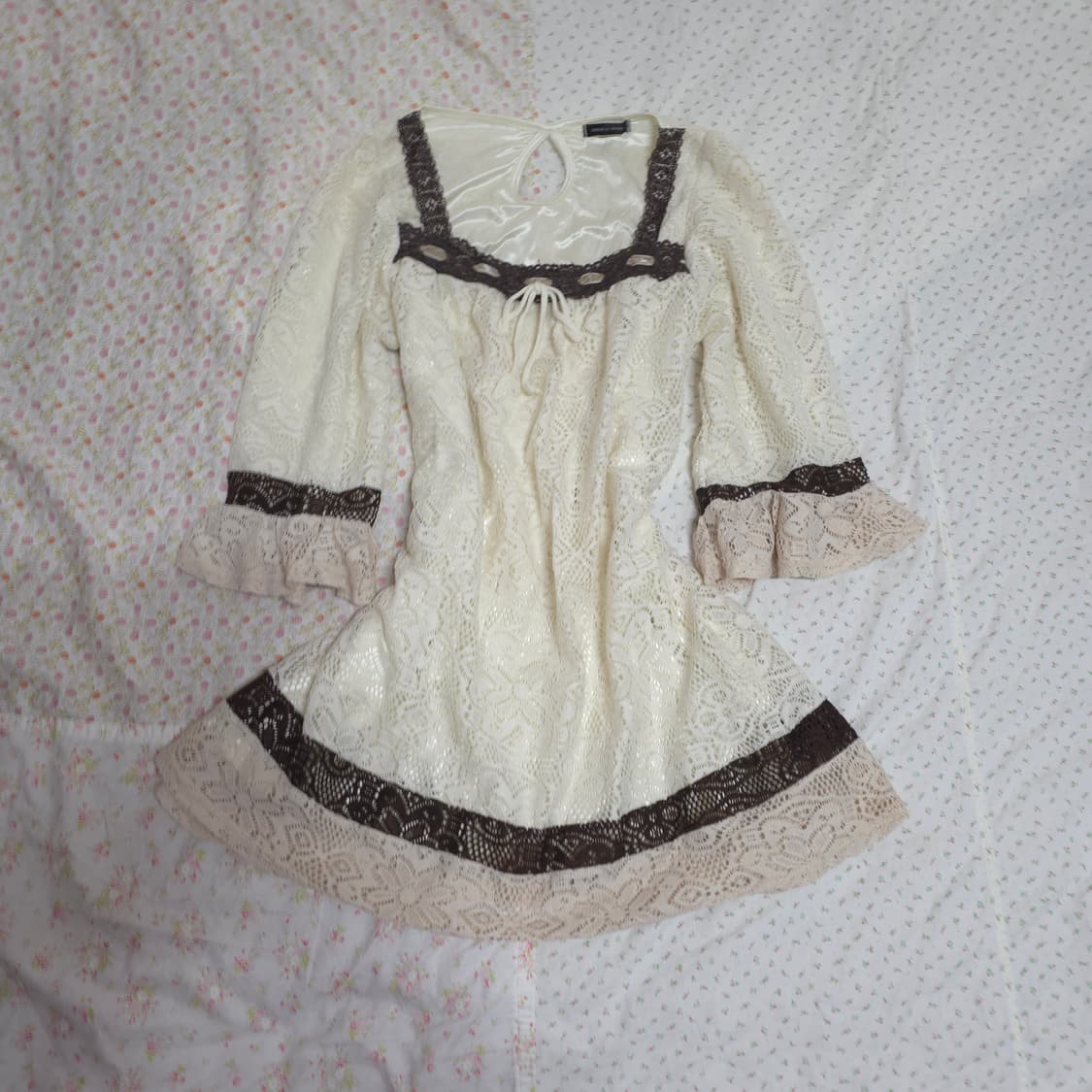 빈티지 라떼갸루 레이스 판초 리즈리사 엑시즈팜깔 모리 상품이미지1